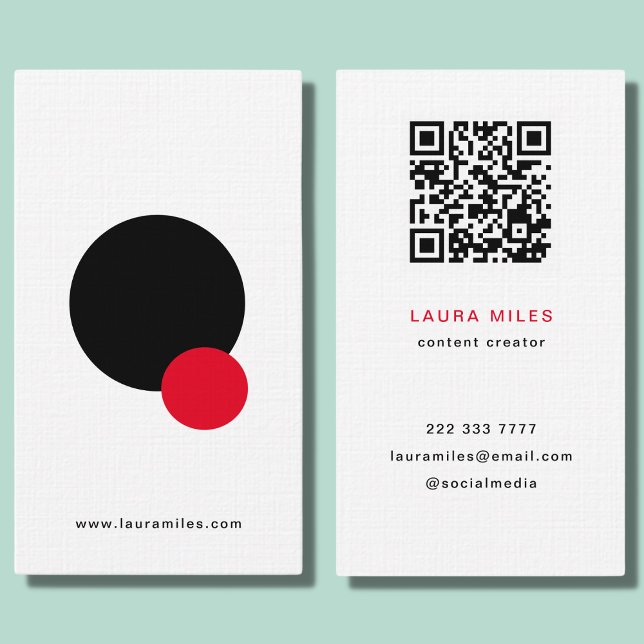 Carte De Visite QR Code Creative Contemporary Black Red Circle (Créateur téléchargé)