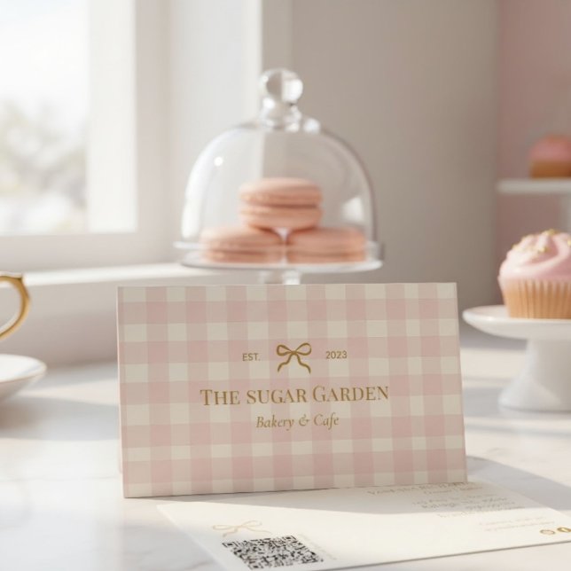 Carte de visite QR Code Crème Rose Pastel Boulange (Créateur téléchargé)