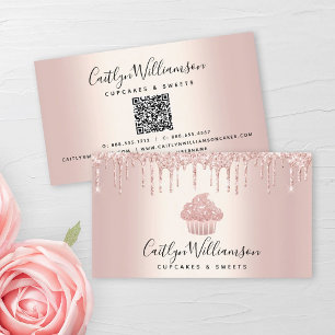 Carte De Visite QR Code Cupcake Boulangerie Chef Parties scintilla