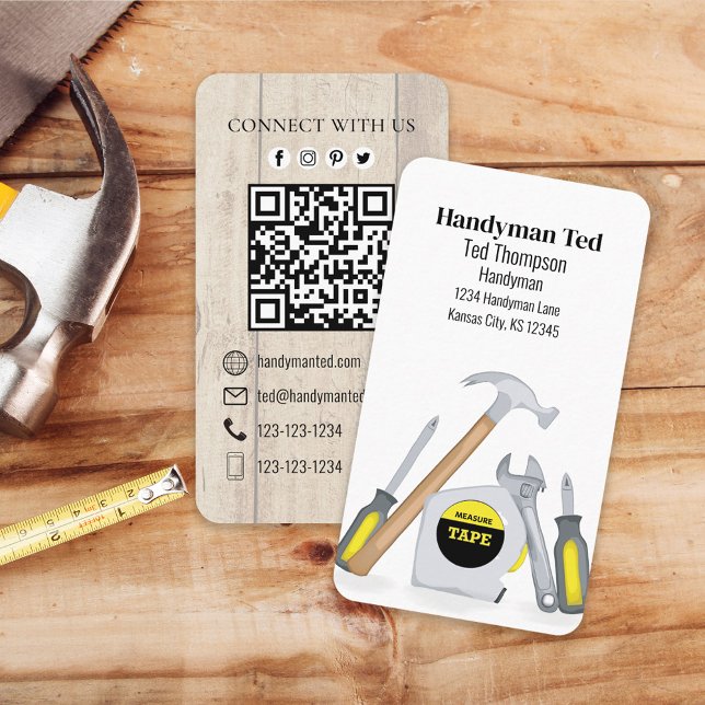 Carte De Visite QR Code Custom Social Media Handman Tools (Créateur téléchargé)