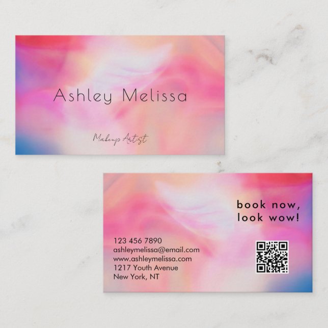 Carte de visite QR Code d'artiste en maquillage mo (Devant / Derrière)