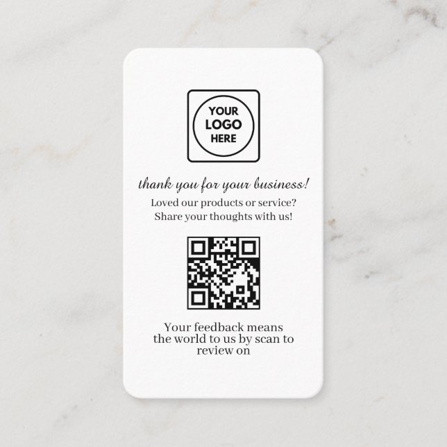 Carte De Visite QR Code de Retour Client | Lien Personnalisé de Ré (Devant)