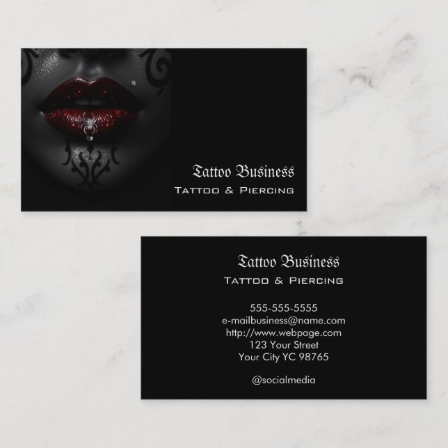 Carte de visite QR code de salon d'artiste de tato (Devant / Derrière)