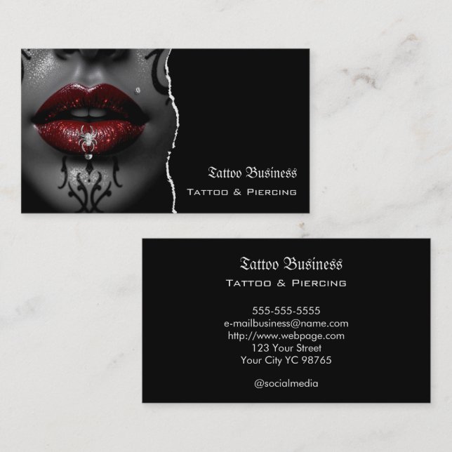 Carte de visite QR code de salon de tatouage (Devant / Derrière)