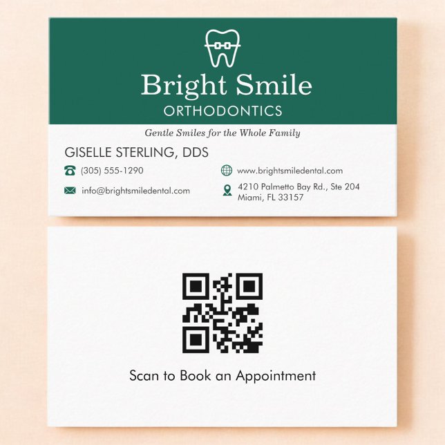 Carte De Visite QR Code Dentist & Orthodontics Office Braces Logo (Créateur téléchargé)