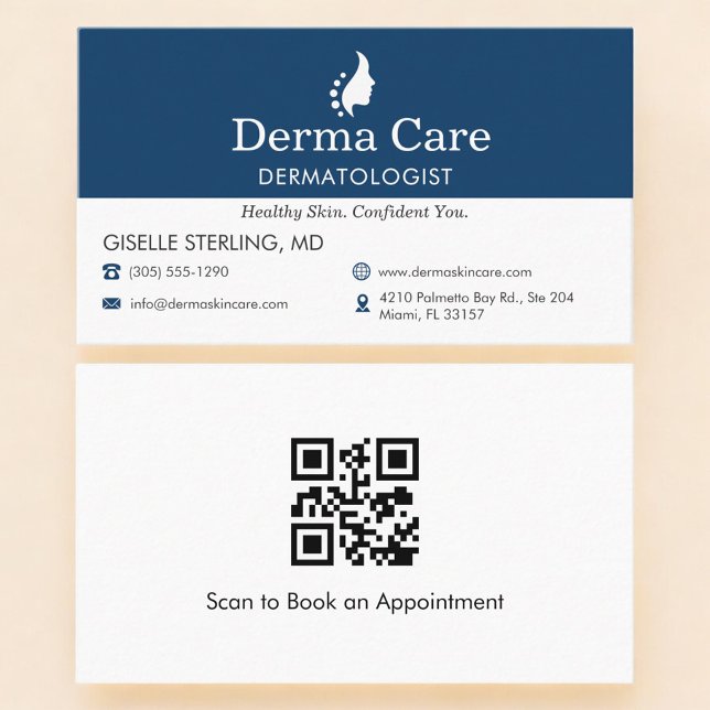 Carte De Visite QR Code Dermatologist Skin Doctor Office  (Créateur téléchargé)