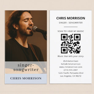 Carte de visite QR Code Dusty Blue pour musicien