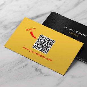 Carte De Visite QR Code Easy Scan Plain Yellow Professional
