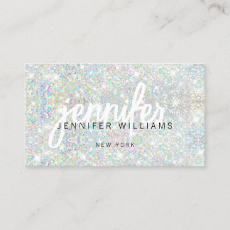 Carte De Visite QR Code Elegant Holographic Glitter Beauty