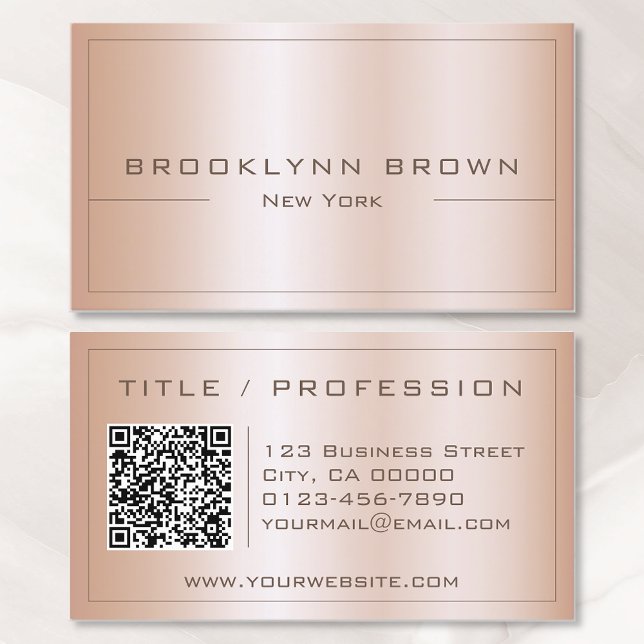 Carte De Visite QR Code élégant Rose or couleur dégradé Classé (Créateur téléchargé)