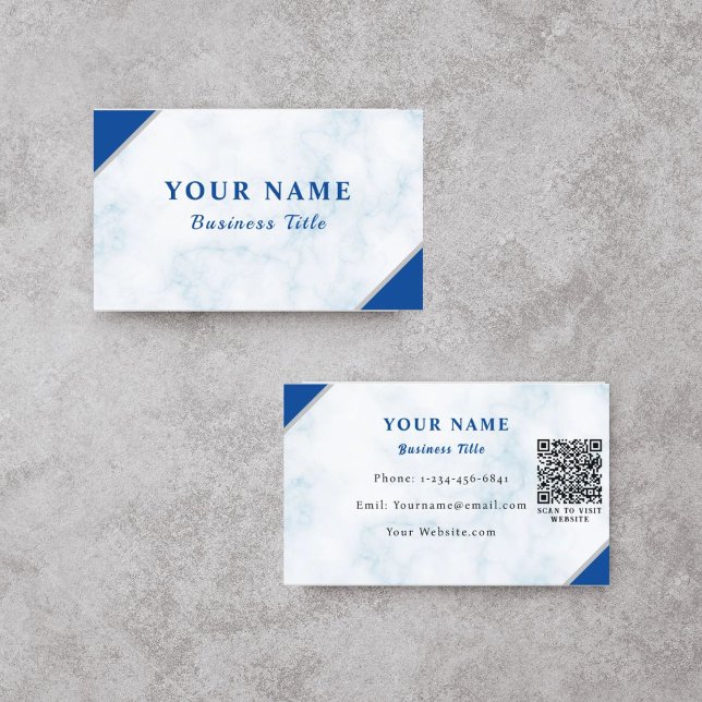 Carte de visite QR Code en marbre blanc efficace (Créateur téléchargé)