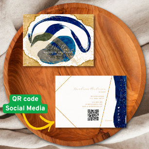Carte de visite QR Code Entreprise Bleu Nuit Paill