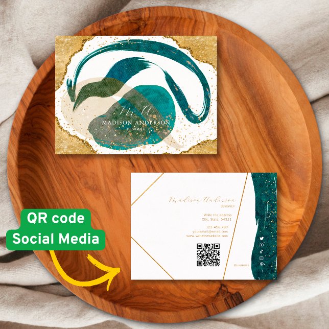Carte de visite QR Code Entreprise Chic Sarcelle P (Créateur téléchargé)