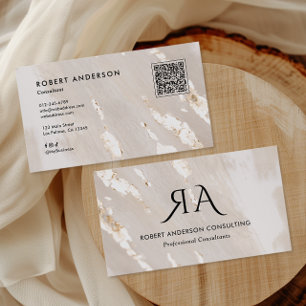 Carte De Visite QR Code et Réseaux Sociaux en Feuille d'Or Profess