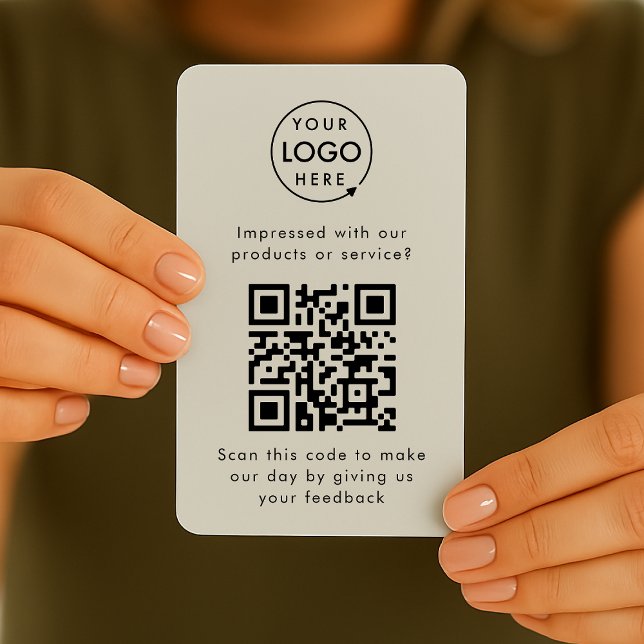 Carte De Visite QR Code Feedback Professionnel Notes clients Gris (Créateur téléchargé)