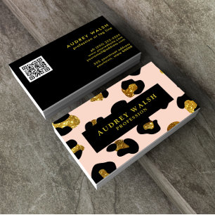 Carte De Visite QR CODE Glam Parties scintillant Blush Empreinte d