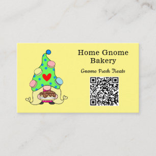 Carte De Visite QR Code Gnome Ville natale Boulangerie citron jaun