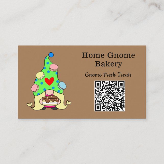 Carte De Visite QR Code Gnome Ville natale Boulangerie légère Brow (Devant)