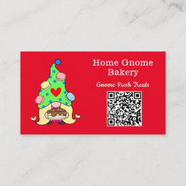 Carte De Visite QR Code Gnome Ville natale Boulangerie rouge