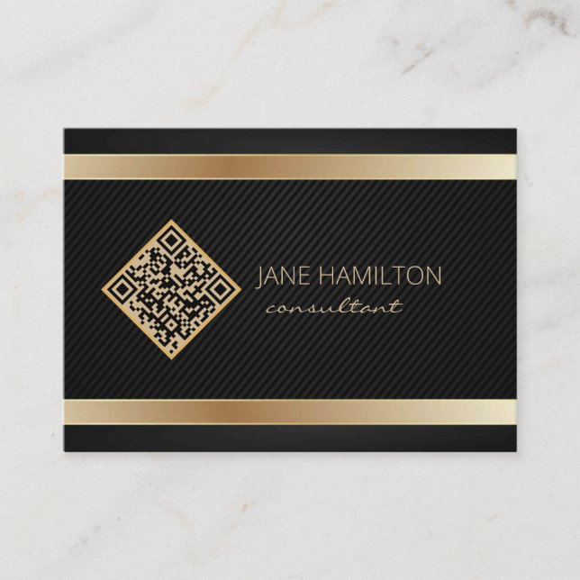 Carte De Visite QR Code Gold Modern Consultant (Devant)