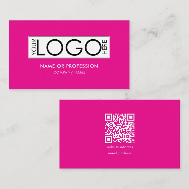 Carte De Visite QR Code Hot Rose Beaty Salon Moderne Logo d'entrep (Devant / Derrière)