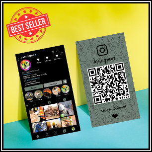 Carte de visite QR Code Instagram Vert Sauge Const