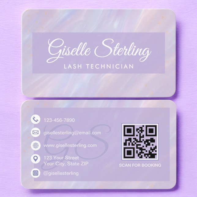 Carte de visite QR Code Lash Tech Violet Pastel (Créateur téléchargé)