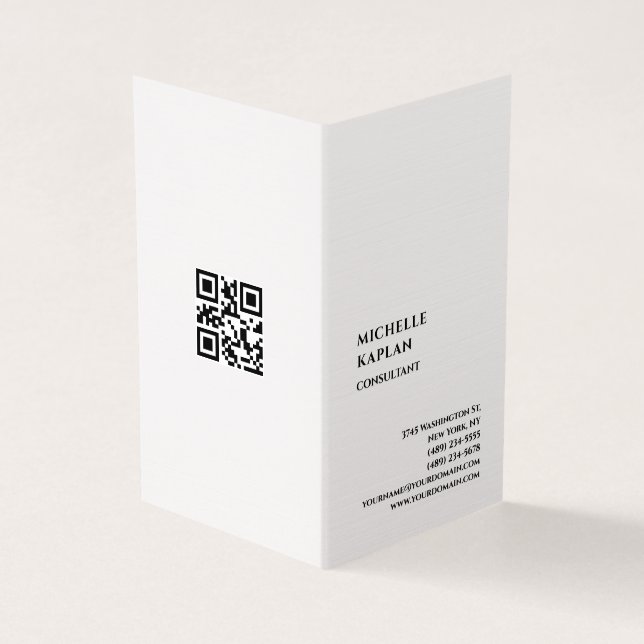 Carte De Visite QR Code Linen Modern Professional Exclusive (Extérieur)