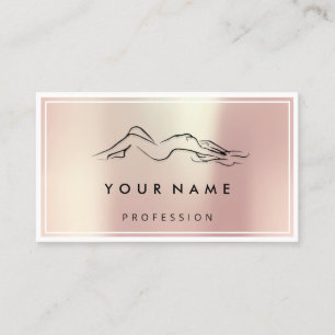 Carte De Visite QR CODE Logo Corps Sculpture Massage Rose de soins