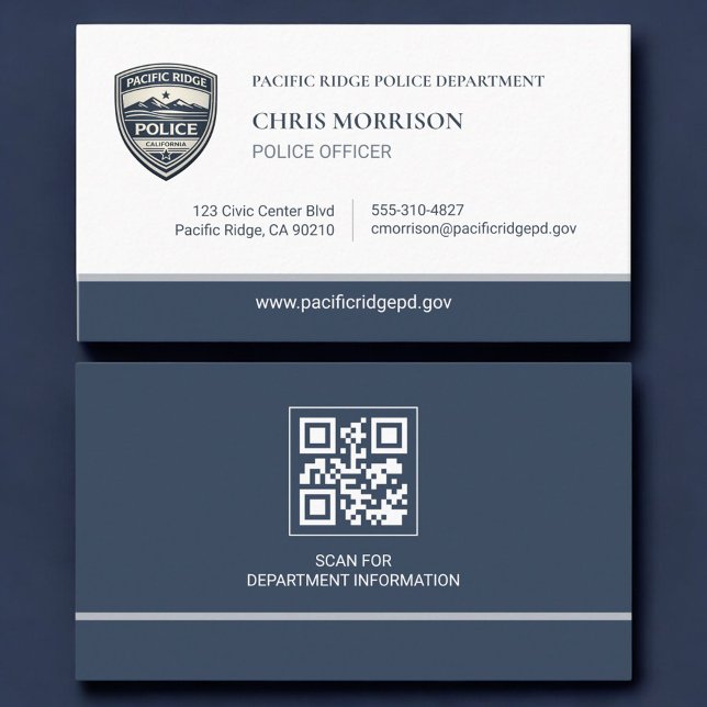 Carte de visite QR Code Logo du service de police (Créateur téléchargé)