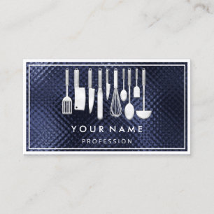 Carte De Visite QR CODE Logo Restaurant Cuisine Diète Chef Marine