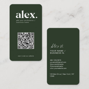 Carte de visite QR Code Logo Vert Foncé Moderne