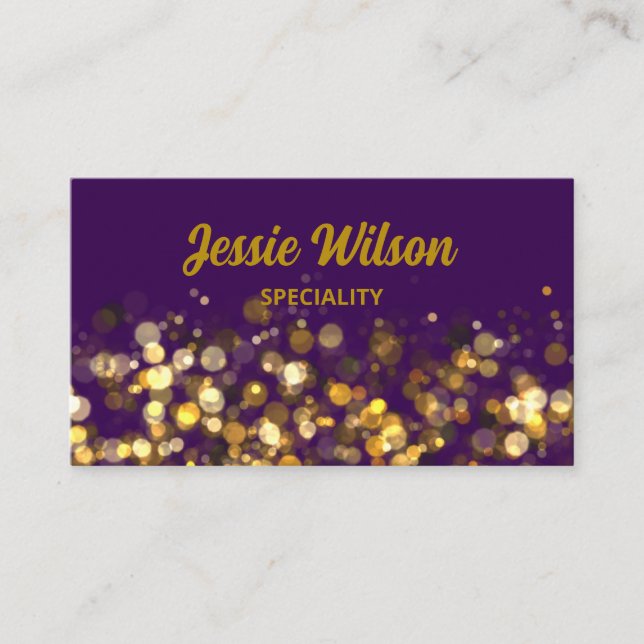 Carte De Visite QR Code lumière parties scintillant dorée violet p (Devant)