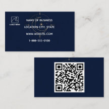 Carte de visite QR Code Lune Or Céleste Navy