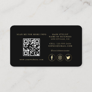 Carte De Visite QR Code Luxe Gold Black Professional