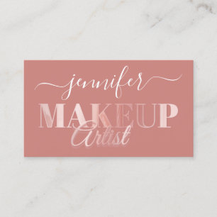 Carte De Visite QR Code maquillage Artiste Gold Confetti Rose Poud