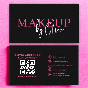 Carte De Visite QR Code maquillage Artiste rose chaud médias socia