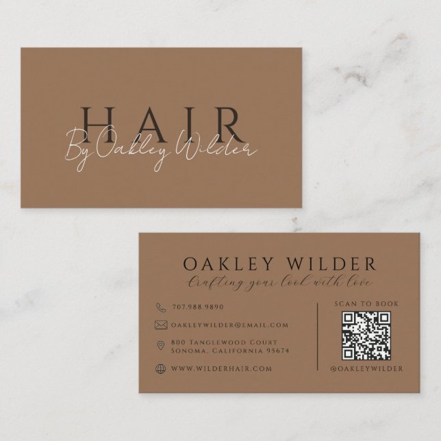 Carte De Visite QR Code Maquilleuse Terre Cuite Foncé (Devant / Derrière)