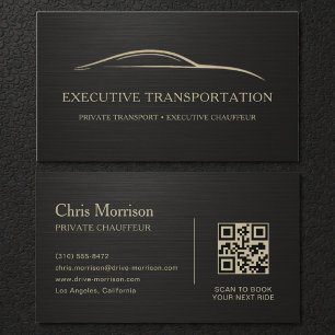 Carte de visite QR Code métallisé noir et or pour