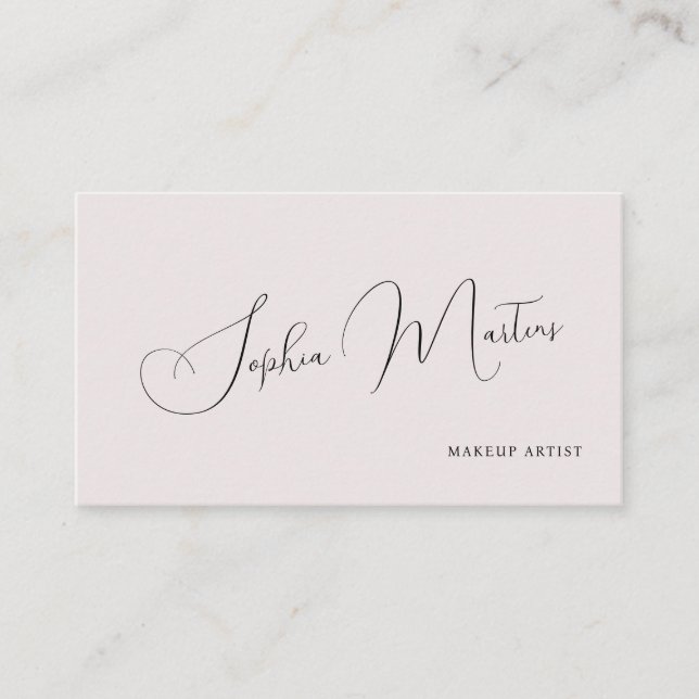 Carte De Visite QR code minimalist elegant name script blush (Devant)