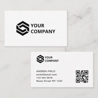Carte de visite QR Code minimaliste blanc moderne