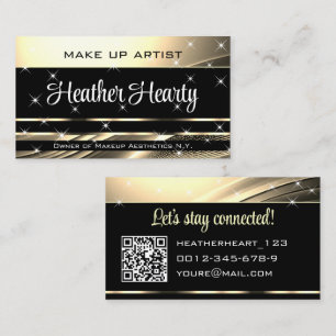 Carte De Visite QR Code Modèle Deluxe Black Gold Golden Ombre