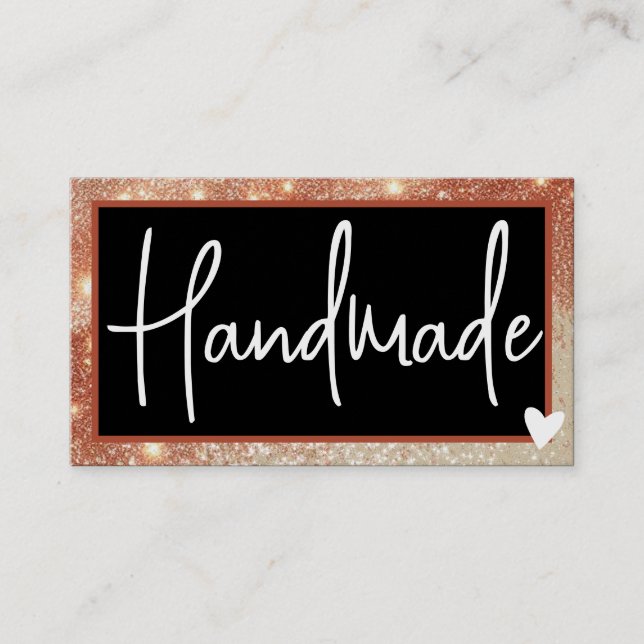 Carte De Visite QR Code Modèle élégant Gold Brown Frame Heart (Devant)