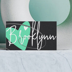 Carte De Visite QR Code Modèle Turquoise Made Love Heart Crafts