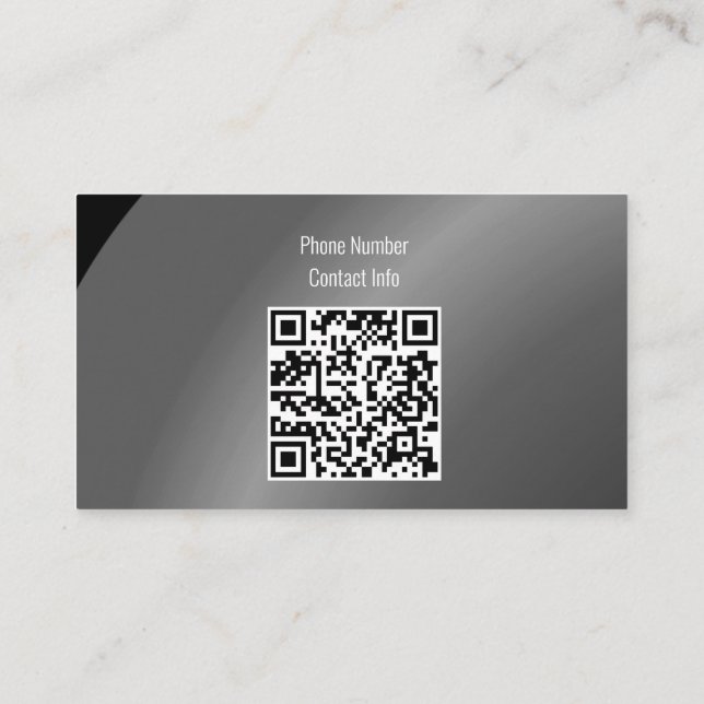 Carte De Visite Qr Code Modérée Noir Moderne Nat Ombré (Dos)
