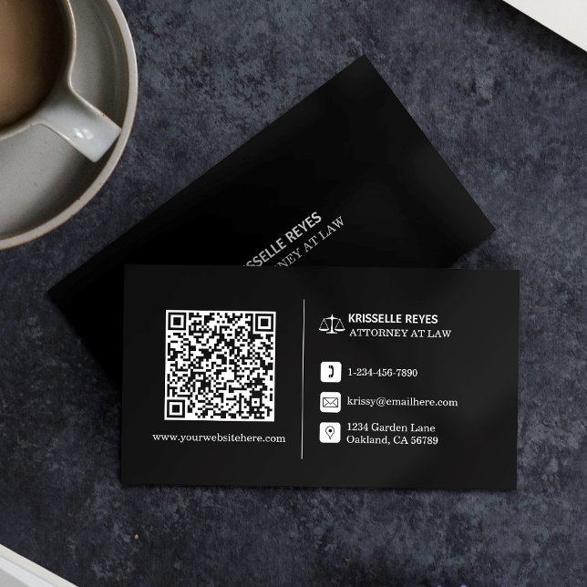 Carte De Visite QR Code Modern Black Logo Professionnel (Make an impact with these professional business cards, showcasing your brand and credibility.)