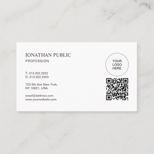 Carte De Visite QR Code Modern Upload Your Logo Professional (Devant)