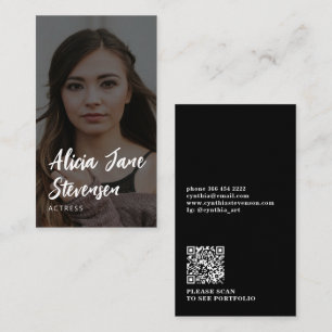 Carte De Visite QR CODE moderne actrice professionnelle photo