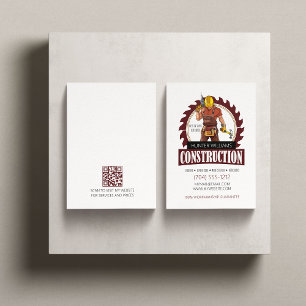 Carte De Visite QR Code Moderne Construction Professionnelle Verti
