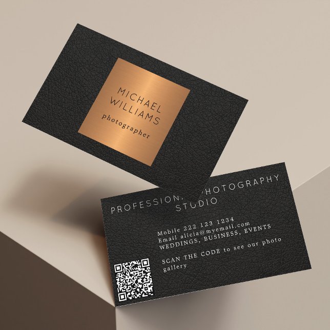 Carte De Visite QR CODE moderne or noir luxe professionnel (Créateur téléchargé)